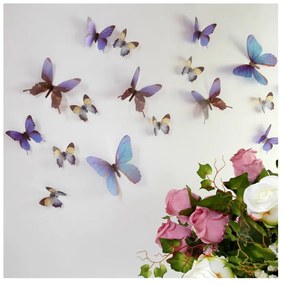 Set 18 autocolante 3D Ambiance Butterflies, albastru