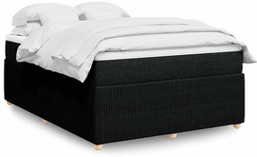 vidaXL Pat box spring cu saltea, negru, 140x190 cm, textil