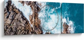 Tablou cu stânci și mare (cu ceas) (90x30 cm)