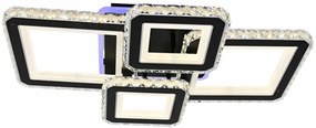 Lustra LED Cu Telecomanda, Elit's Cristal, 2-2 Patrate, Negru, 160 W, RGB