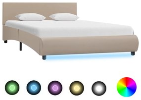 285500 vidaXL Cadru de pat cu LED, cappuccino, 120 x 200 cm, piele ecologică