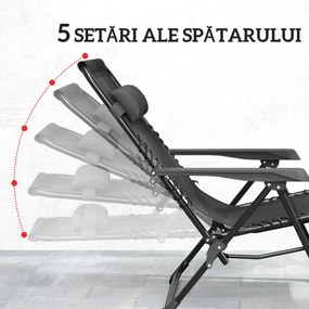 Outsunny Set de 2 Șezlonguri de Grădină cu Gravitație Zero și Măsuță cu Suport pentru Pahare, 47x47x54 cm, Gri | Aosom Romania