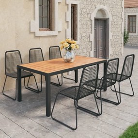 3060128 vidaXL Set mobilier de grădină, 7 piese, negru și maro, ratan PVC