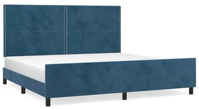 3125718 vidaXL Cadru de pat cu tăblie, albastru închis, 200x200 cm, catifea