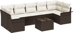 vidaXL Set de canapele pentru grădină cu pernă 8 pcs Maro poliratan