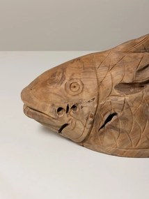 Decoratiune sculptata manual din lemn de tec, H27,5 cm, "Antique Shore"