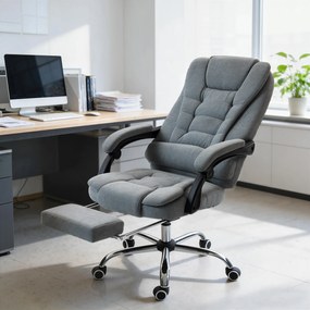 Vinsetto Scaun de birou cu masaj și încălzire, scaun de birou, înălțime reglabilă, spătar înclinat, 65x70x111-119 cm, gri | Aosom Romania