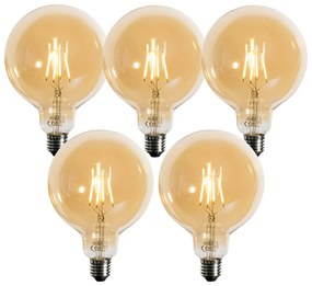 Set de 5 becuri LED E27 dimabile Aurii G125 4.9W 450 lm 2200K
