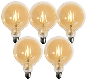 Set de 5 becuri LED E27 reglabile, aurii, G125, 4,9W, 450 lm, 2200K