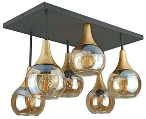 Lustră aplicată SOMA 6xE27/60W/230V negru/auriu/bej fumuriu