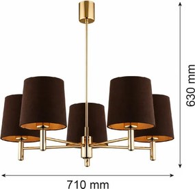 Brilagi - Lustră pe tijă MONTE 5xE27/15W/230V maro/auriu