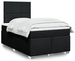 vidaXL Pat box spring cu saltea, negru, 120x200 cm, textil