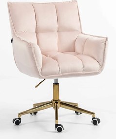 HR560K Scaun Catifea Roz Pudra cu Bază Aurie