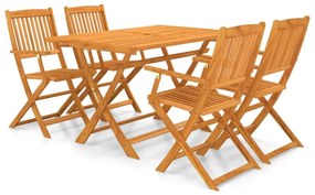 Set mobilier de exterior pliabil, 5 piese, lemn masiv de acacia