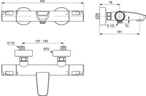 Baterie cada Ideal Standard Ceratherm T50, termostatic, crom - A7223AA