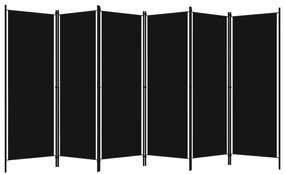 320730 vidaXL Paravan de cameră cu 6 panouri, negru, 300 x 180 cm