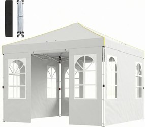 Outsunny Cort Pliabil 3x3 m Pop-up cu UPF50+ 4 Laterale Detașabile Înălțime Reglabilă și Husă de Transport Alb | Aosom Romania