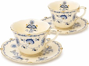 Serviciu Portelan Vintage 2 Cesti si farfurii, BLUE FLORAL
