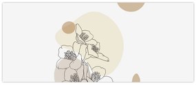 Tablou - Flori bej cu fluture N⁰4 (120x50 cm)