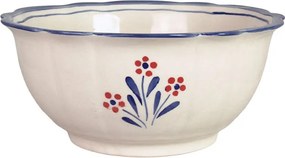 Bol mare din ceramică pictată manual, Ø 22 x H 10 cm, albastru, „Esther Wildflower"