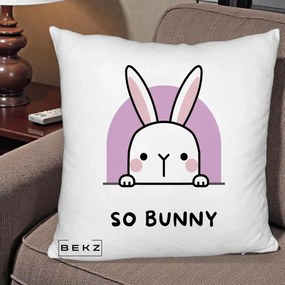 Perna Decorativa So Bunny Kawaii, 40x40 cm, Alb Pufos, Husa Detasabila, Perna Inclusa, BEKZ®