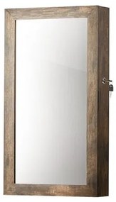 Dulap de perete cu oglinda pentru bijuterii, Artool, MDF, raft inferior, maro rustic, 37x10x67 cm
