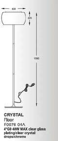 Lampadar, lampa de podea LUX H-158cm Crystal F0076-04A
