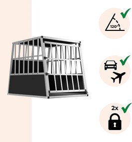 Cușcă de transport pentru câini BRUNO, 66x90x72cm, argintiu/negru Jurhan