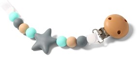 BabyOno Lant de suzeta Nursing natural - Stea gri