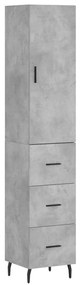3198869 vidaXL Dulap înalt, gri beton, 34,5x34x180 cm, lemn prelucrat