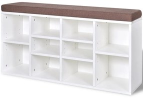 242554 vidaXL Pantofar tip bancă cu 10 compartimente, Alb