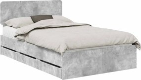 vidaXL Cadru de pat cu headboard Gri Beton 120 x 200 cm Lemn prelucrat