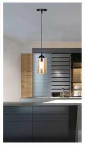 Lustră neagră cu abajur din sticlă ø 10 cm Bistro – Candellux Lighting