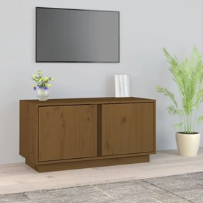 Comoda TV, maro miere, 80x35x40,5 cm, lemn masiv de pin
