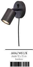 Aplica de perete eco din bambus Java dia.12x2,5cm, black