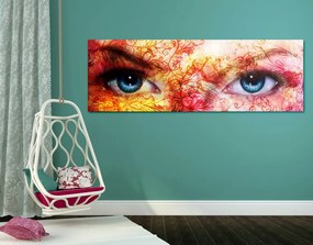 Tablou ochi albaștri cu elemente abstracte