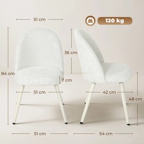 HOMCOM Set de 2 Scaune Moderne și Capitonate de Sufragerie, Alb | Aosom Romania