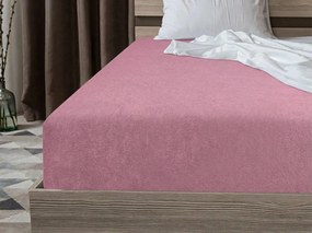 Cearșaf din fleece cu elastic MOLTON roz 180 x 200 cm
