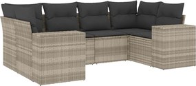 vidaXL Set canapele de grădină cu perne, 6 piese gri deschis poliratan