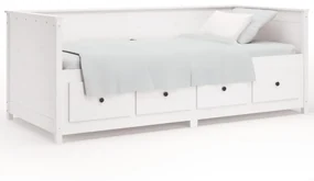 820907 vidaXL Pat de zi fără saltea, alb, 80x200 cm, lemn masiv pin