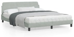 373212 vidaXL Cadru de pat cu tăblie, gri deschis, 160x200 cm, catifea