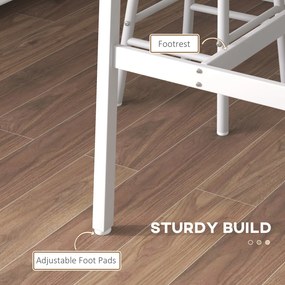 HOMCOM Set masă înaltă de bar + 2 taburete structură din oțel blat aspect lemn natural 2 persoane alb | Aosom Romania