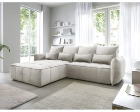 Colțar bej extensibil/cu spațiu de depozitare cu tapițerie din catifea (cu colț pe partea stângă/cu șezlong) Campo – ELTAP