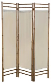43716 vidaXL Paravan de cameră cu 3 panouri, pliabil, bambus și pânză, 120 cm