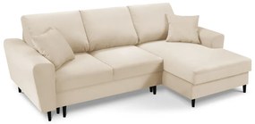 Colțar extensibil cu tapițerie reiată și șezlong pe partea dreaptă Micadoni Home Moghan, bej