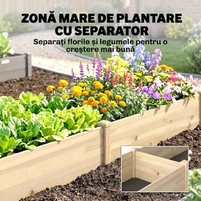 Outsunny Pat Ridicat pentru Cultivat Legume, Lada din Lemn de Brad cu Fund Deschis și Compartimente, 76x30x155 cm, Alb | Aosom Romania