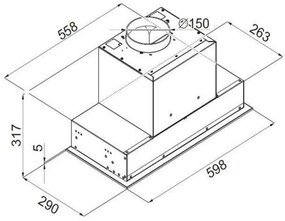 Hota Incorporabila Tornado Modul Touch Free 1200 (60), 1 motor, latime 60 cm, 4 viteze, absorbtie 1200 m3/ora, Negru