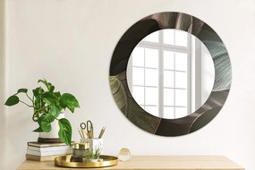 Oglinda rotunda imprimata Frunze tropicale întunecate