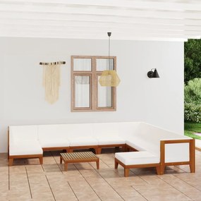 Set mobilier gradina cu perne, 11 piese, lemn masiv de acacia