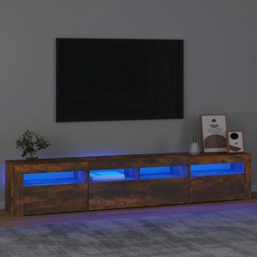 3152735 vidaXL Comodă TV cu lumini LED, stejar fumuriu, 210x35x40 cm